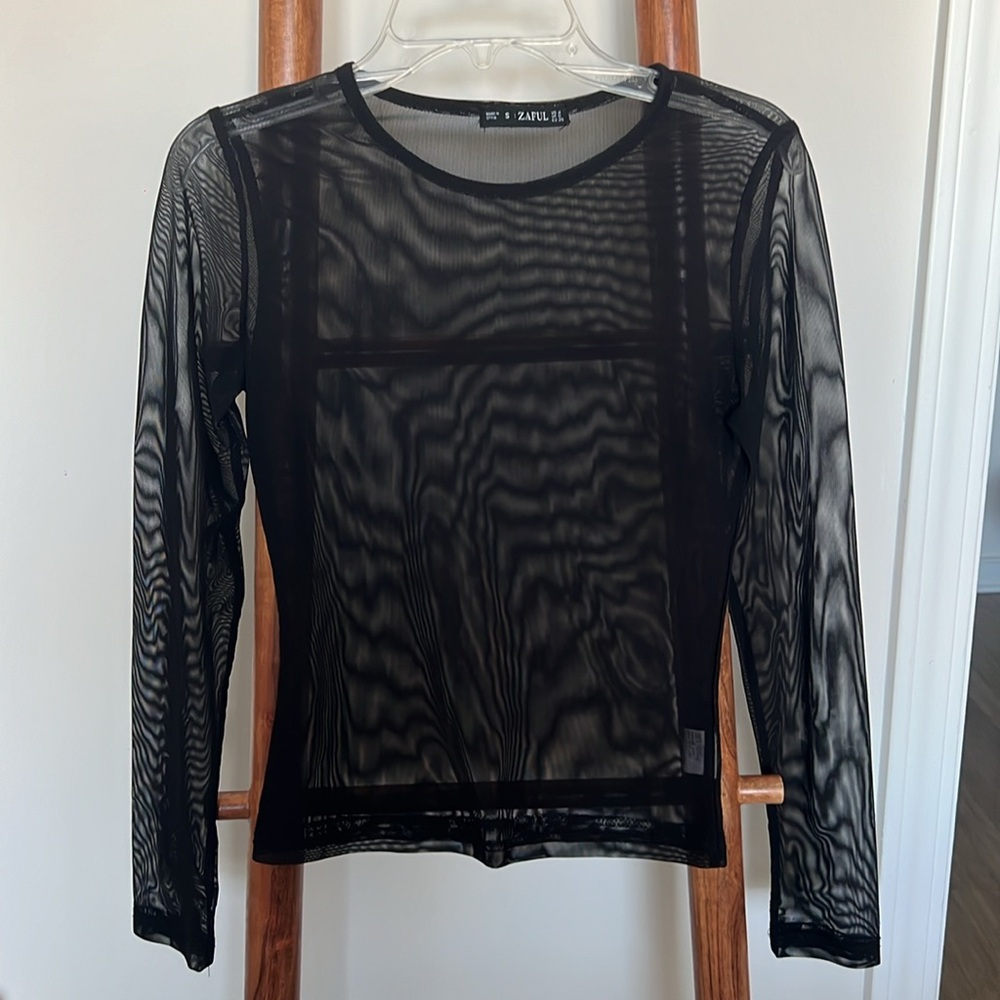Zaful Long Sleeve Mesh Top S